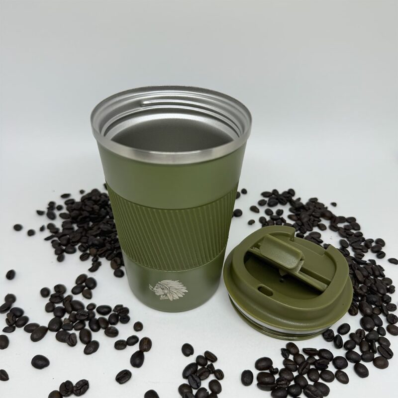 Caneca Copo Térmico JH Aço Inox Quente e Frio 380ml Verde Militar - Imagem 5