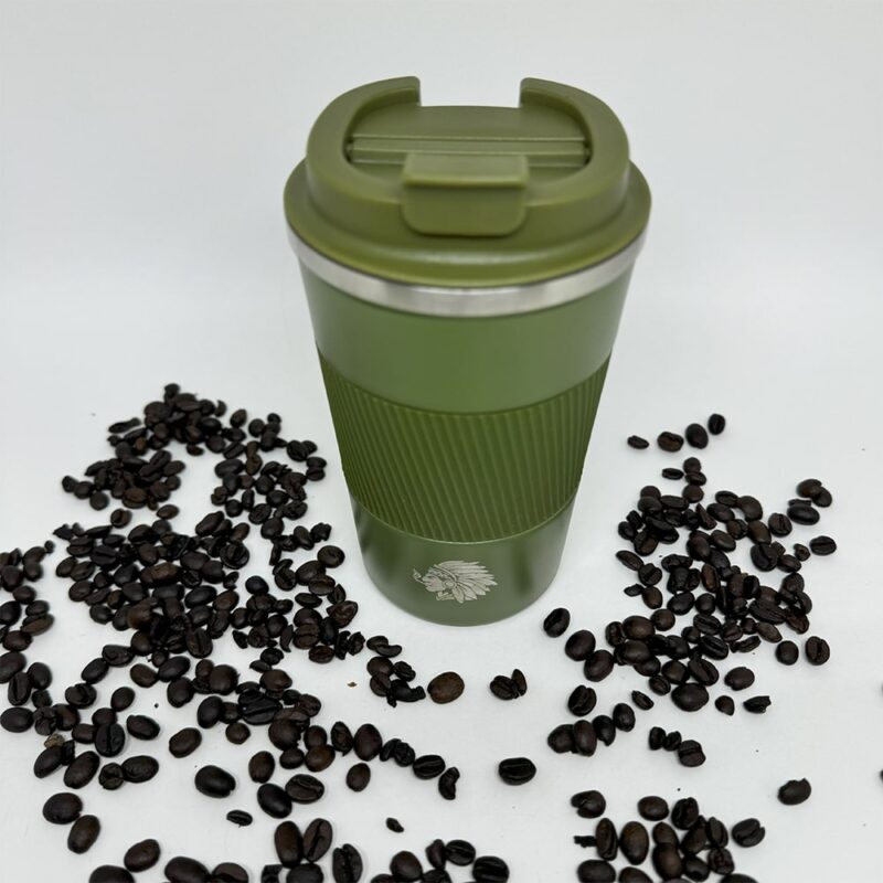 Caneca Copo Térmico JH Aço Inox Quente e Frio 380ml Verde Militar - Imagem 3