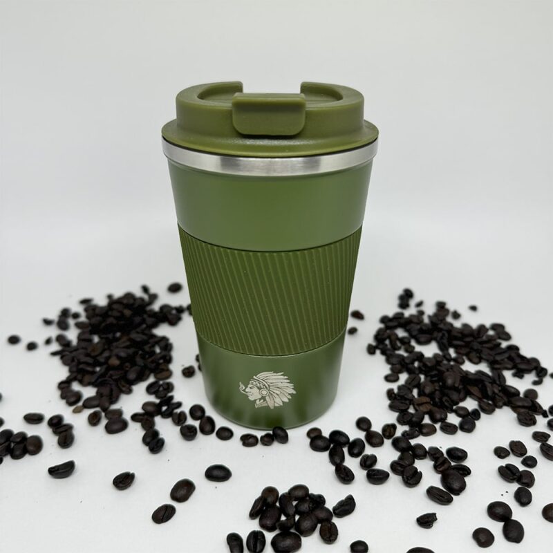 Caneca Copo Térmico JH Aço Inox Quente e Frio 380ml Verde Militar - Imagem 4